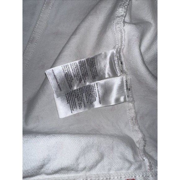 Calvin Klein Logo Jeans Trucker Jacket Red Monogram CK Logo Denim Distressed - Picture 9 of 10